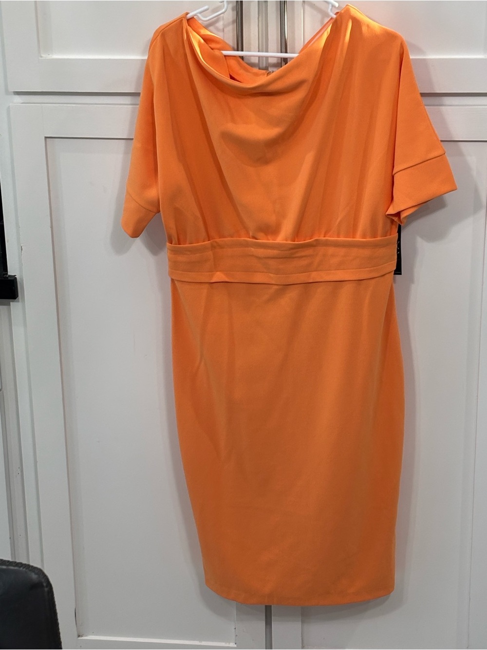 New York & Company Bright Orange Cowl Neck Midi Dress Size M